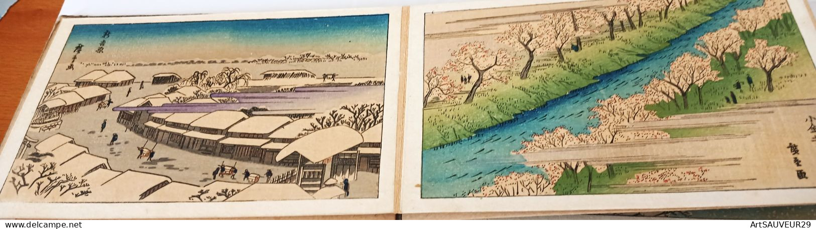 HIROSHIGE  Carnet d'estampes (15x10 cm) au nombre de 12 datées de 1857 (avant sa mort)  Tokyo Tanseido Sorow  sur suppor