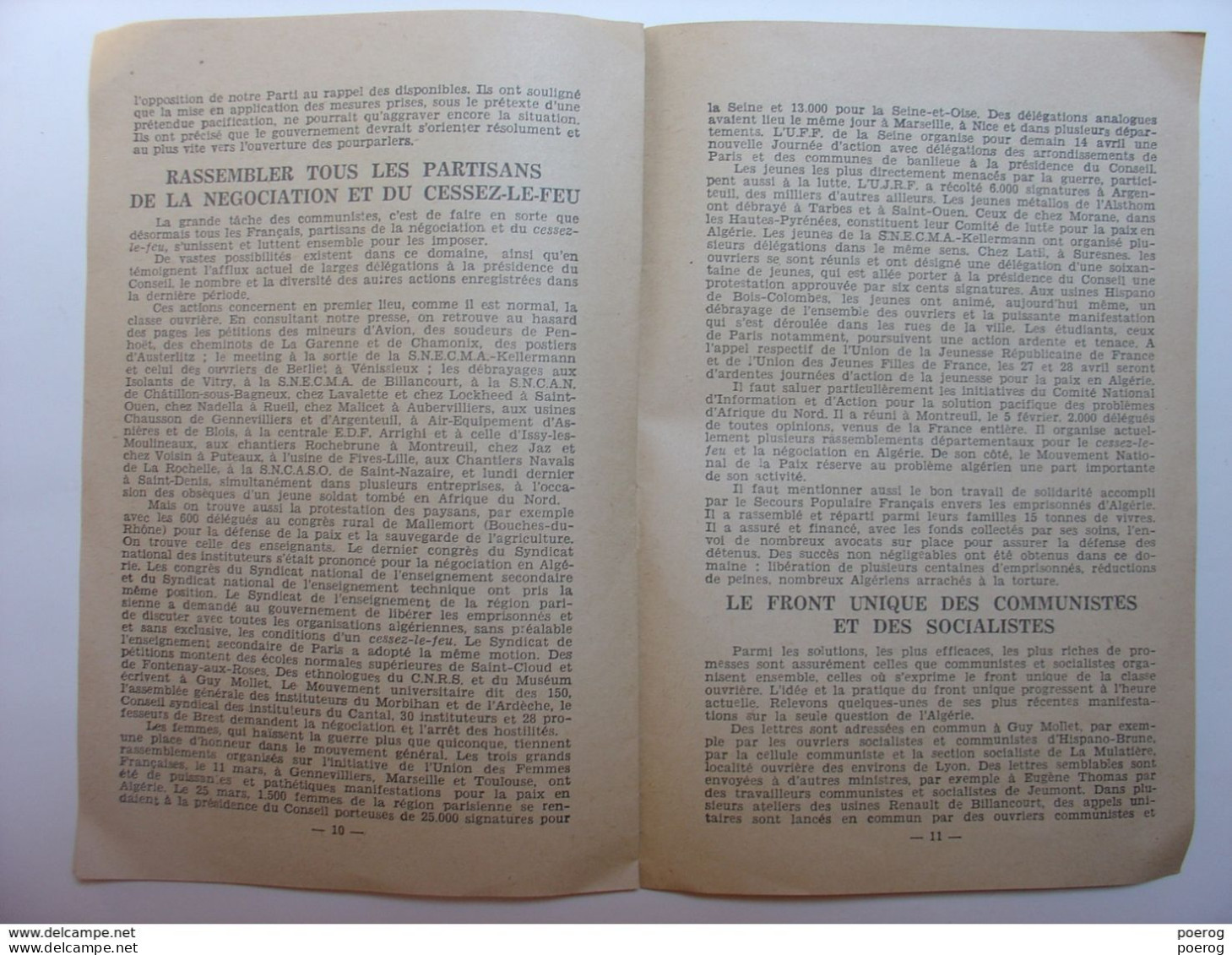 DISCOURS ETIENNE FAJON 13 AVRIL 1956 - LA LUTTE POUR LA PAIX EN ALGERIE - GUERRE D'ALGERIE - COMMUNISME COMMUNISTE PCF - Historia