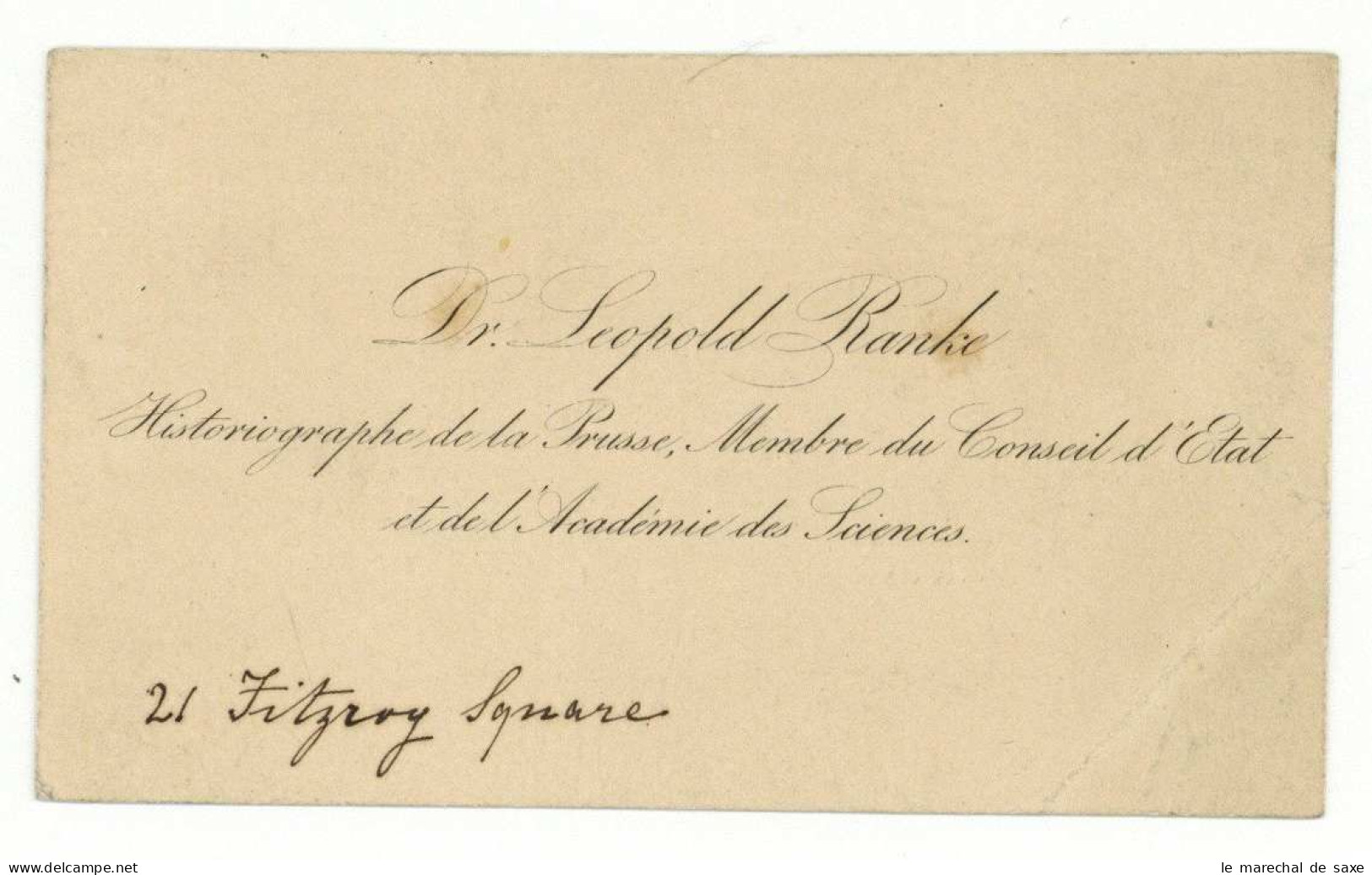 Geschichtswissenschaften Leopold Von Ranke (1795-1886) Historiker Visitenkarte M. E. Zus. London? - Inventores Y Científicos