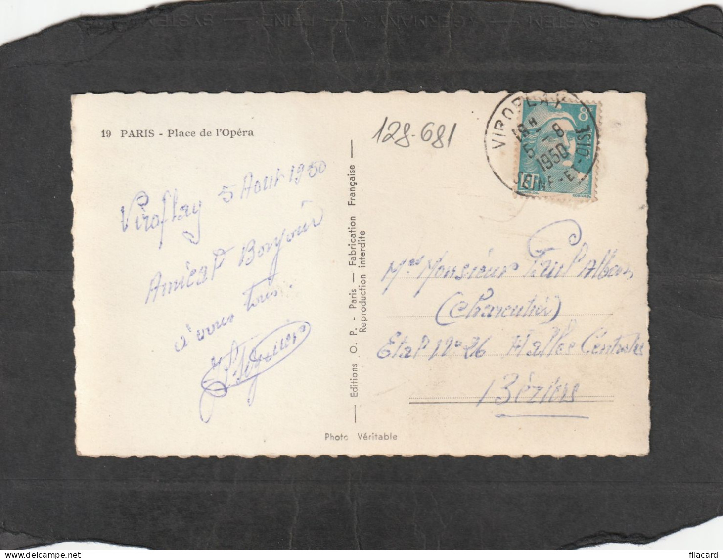 128681        Francia,      Paris,     Place   De L"Opera,   VG   1950 - Plätze