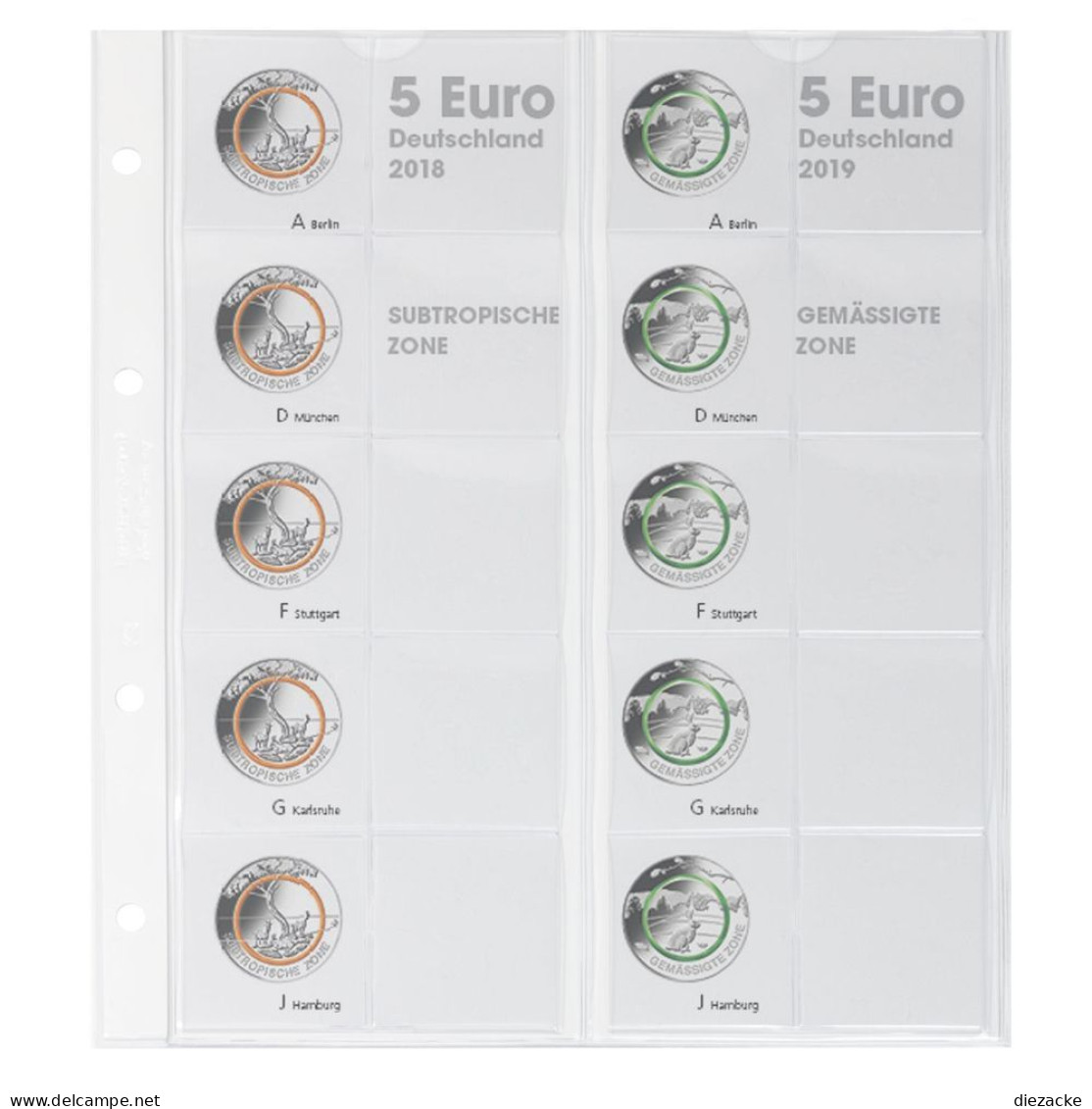Lindner Vordruckblatt Karat Für 5 Euro-Münzen Polymerring 1119-2 Neu - Matériel
