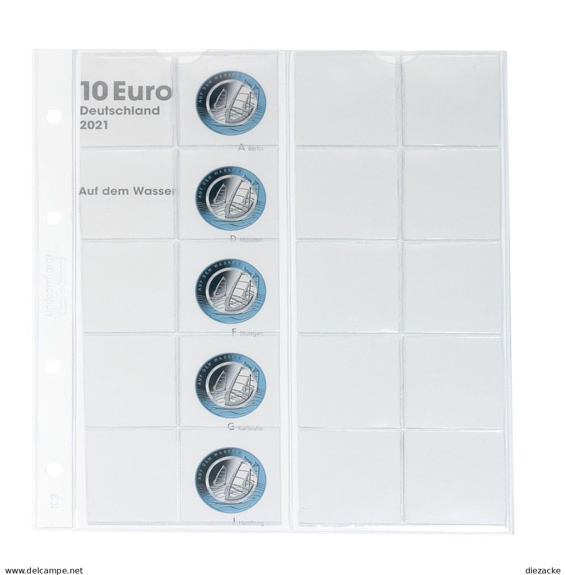 Lindner Vordruckblatt Karat Für 10 Euro-Münzen Polymerring 1110-3 Neu - Materiaal
