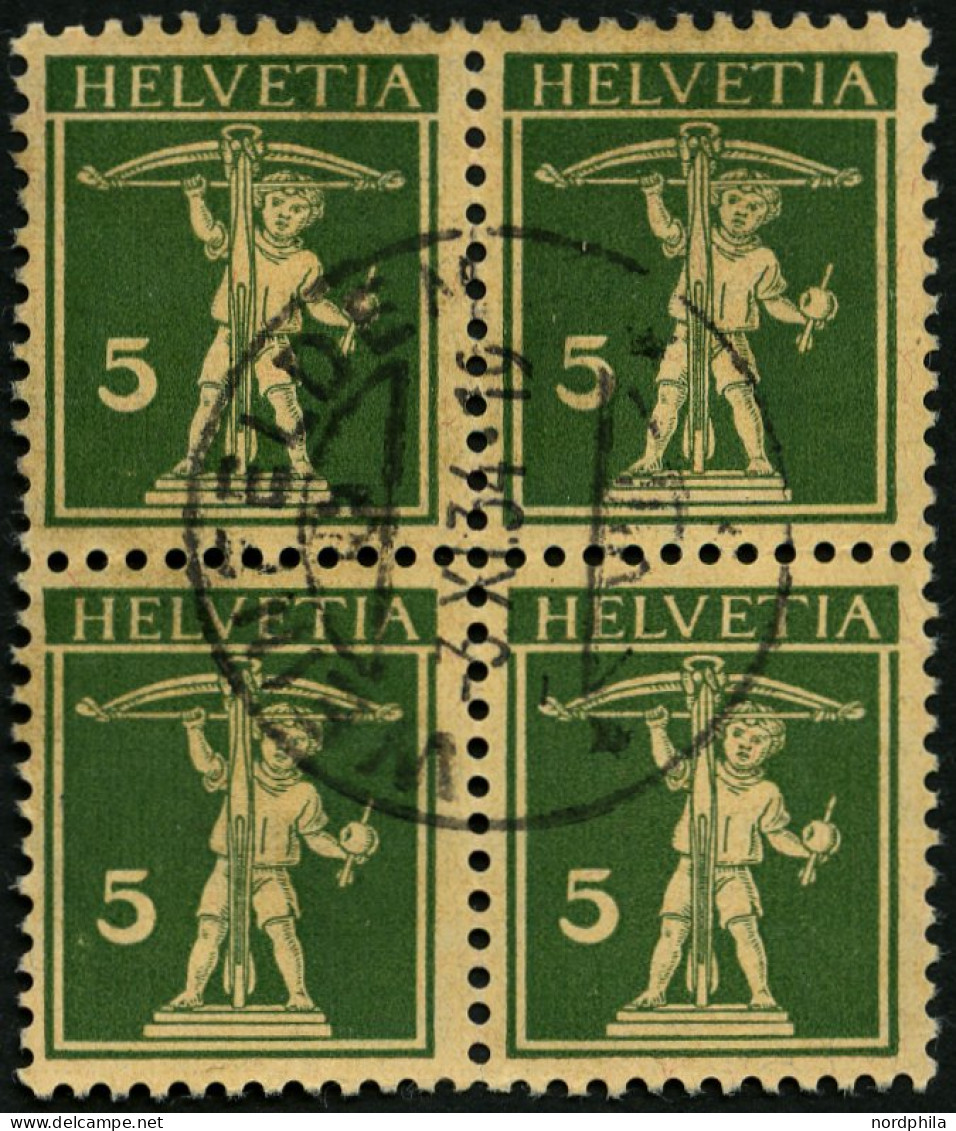 SCHWEIZ BUNDESPOST 201z  VB O, 1933, 5 C. Schwärzlichgrünoliv Auf Mattgelblichorange, Geriffelter Gummi, Im Zentrisch Ge - Used Stamps