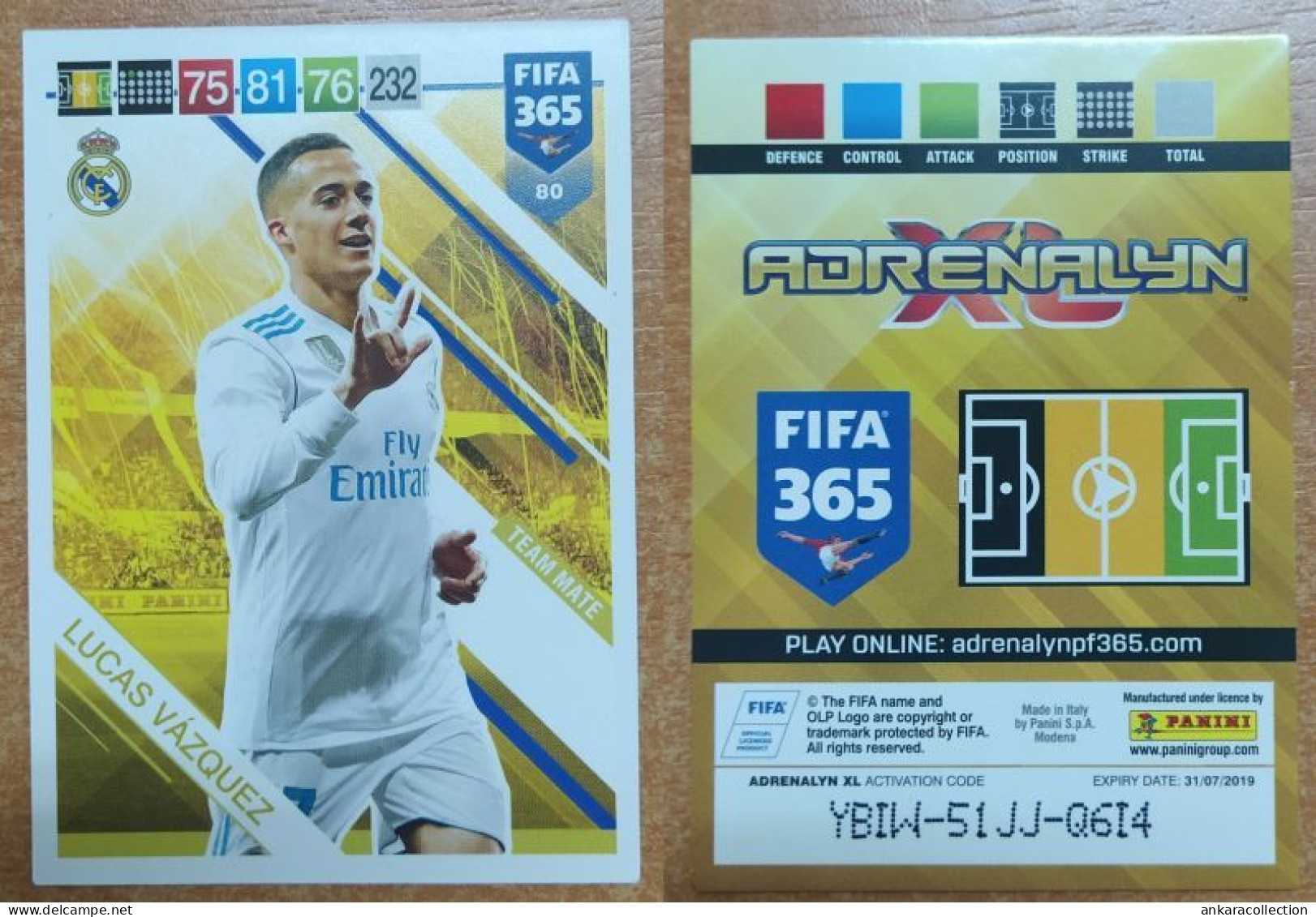 AC - 80 LUCAS VAZQUEZ  REAL MADRID  PANINI FIFA 365 2019 ADRENALYN TRADING CARD - Trading Cards