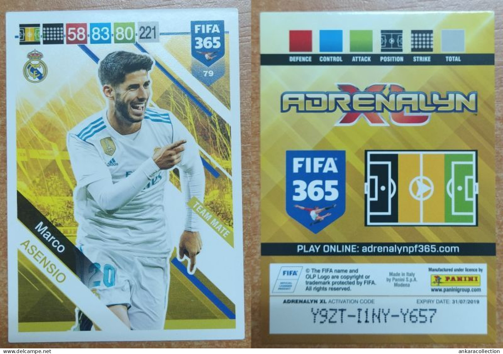 AC - 79 MARCO ASENSIO  REAL MADRID  PANINI FIFA 365 2019 ADRENALYN TRADING CARD - Trading-Karten