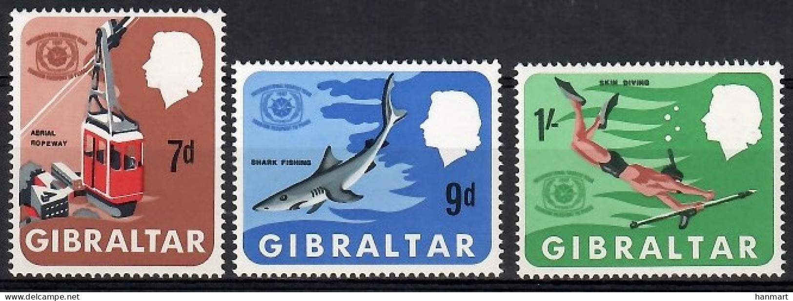 Gibraltar 1967 Mi 202-204 MNH  (ZE1 GIB202-204) - Marine Life