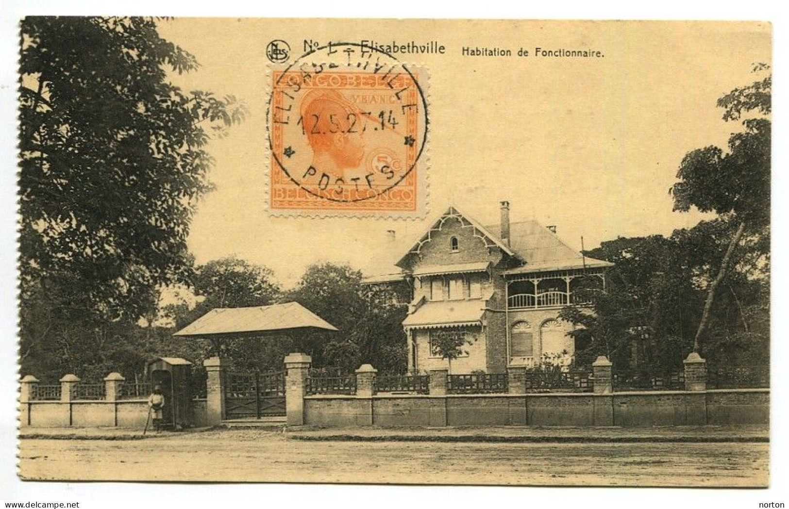 Congo Elisabethville Oblit. Keach 7A8 Sur C.O.B. 106 Sur Carte Postale Le 12/05/1927 - Cartas & Documentos