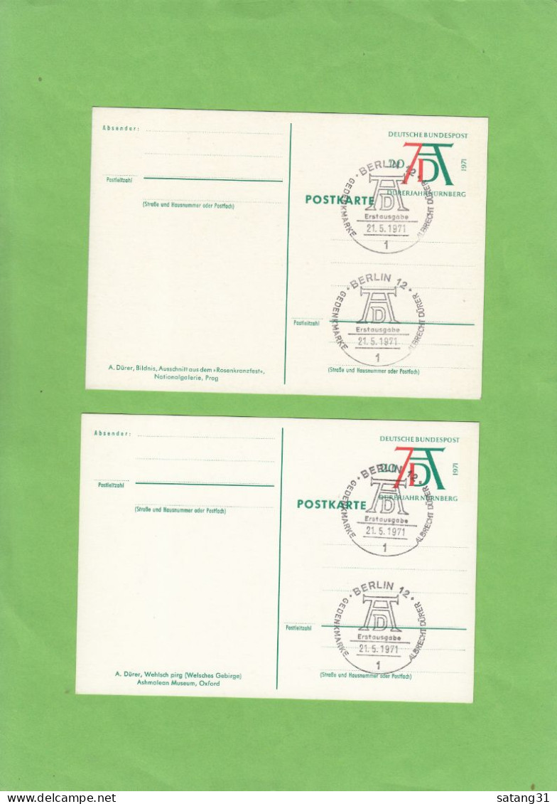 DÜRERJAHR,  5 GANZSACHEN SATZ MIT ERSTTAGSTEMPEL BERLIN 21. 5. 1971. - Cartoline - Usati