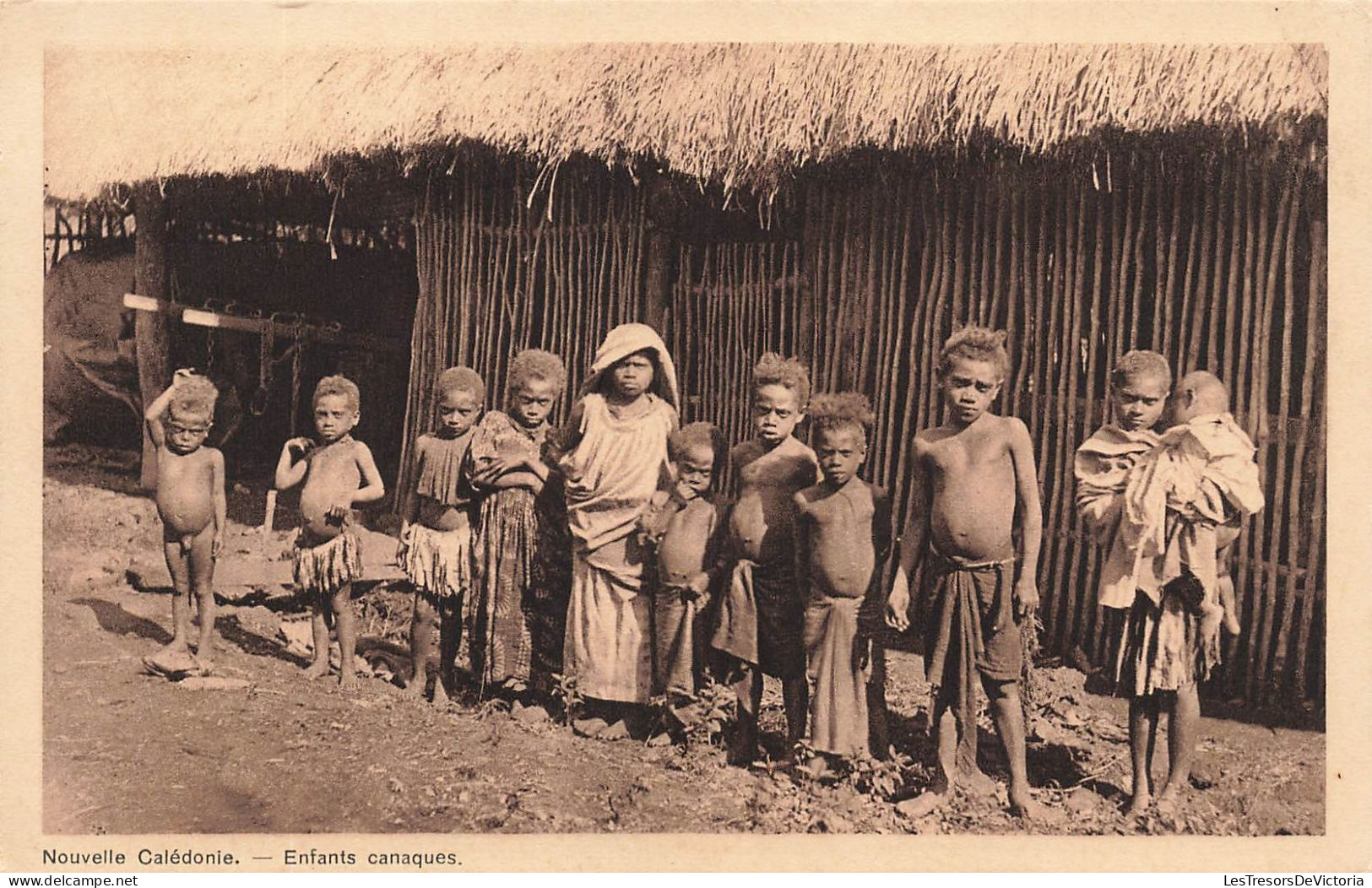 FRANCE - Nouvelle Calédonie - Enfants Canaques - Animé - Vue Générale - Carte Postale Ancienne - Nouvelle Calédonie