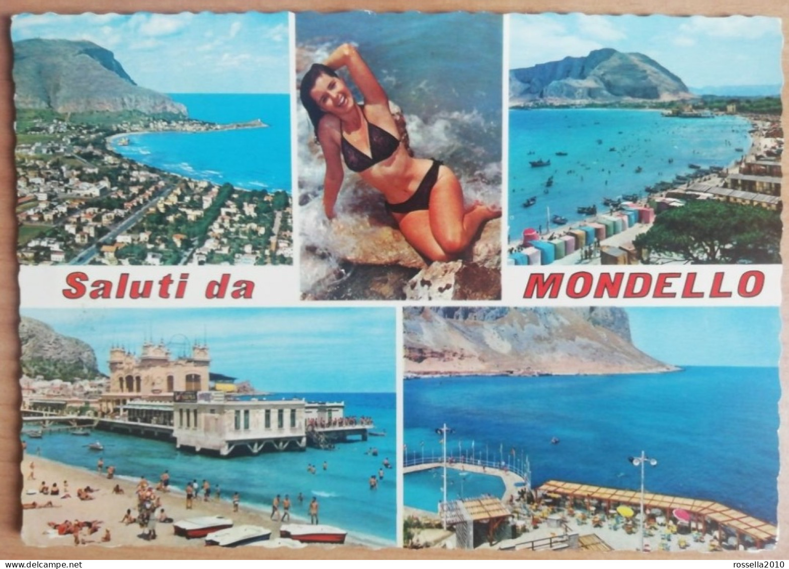 CARTOLINA 1970 ITALIA SPALERMO MONDELLO SALUTI VEDUTINE Italy Postcard ITALIEN Ansichtskarten - Gruss Aus.../ Grüsse Aus...