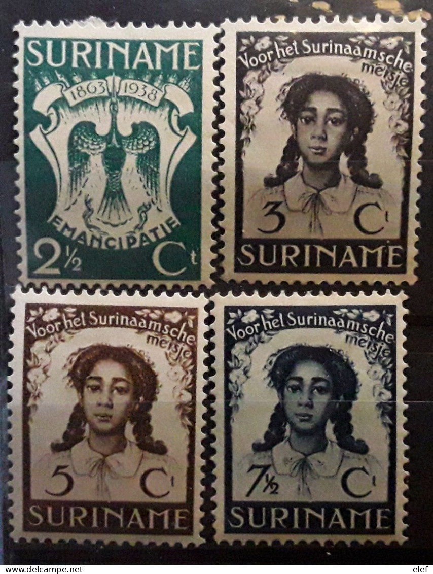 SURINAM Nederland 1938, Série Émancipation Des Esclaves Slavery Emancipation Yvert 179 / 182 Neuve * MH TB - Suriname ... - 1975