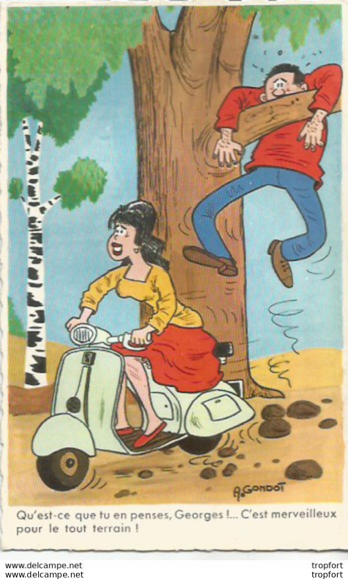 JZ / CPA Postale Ancienne CARTE Humour VESPA MOTO Georges - Fumetti
