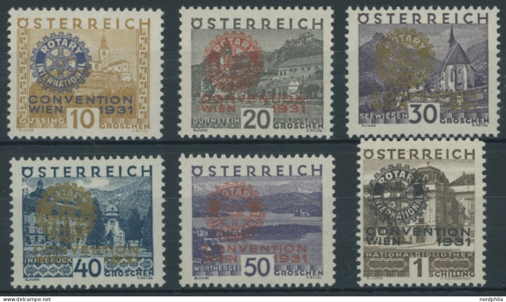 ÖSTERREICH 1918-1938 518-23 *, 1931, Rotary, 20 G. Postfrisch, Prachtsatz, Gepr. Zumstein - Other & Unclassified