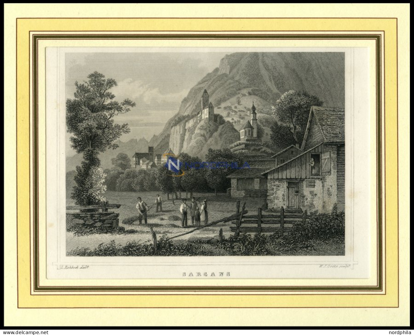 SARGANS, Teilansicht, Stahlstich Von Rohbock/Cooke Um 1840 - Litografía