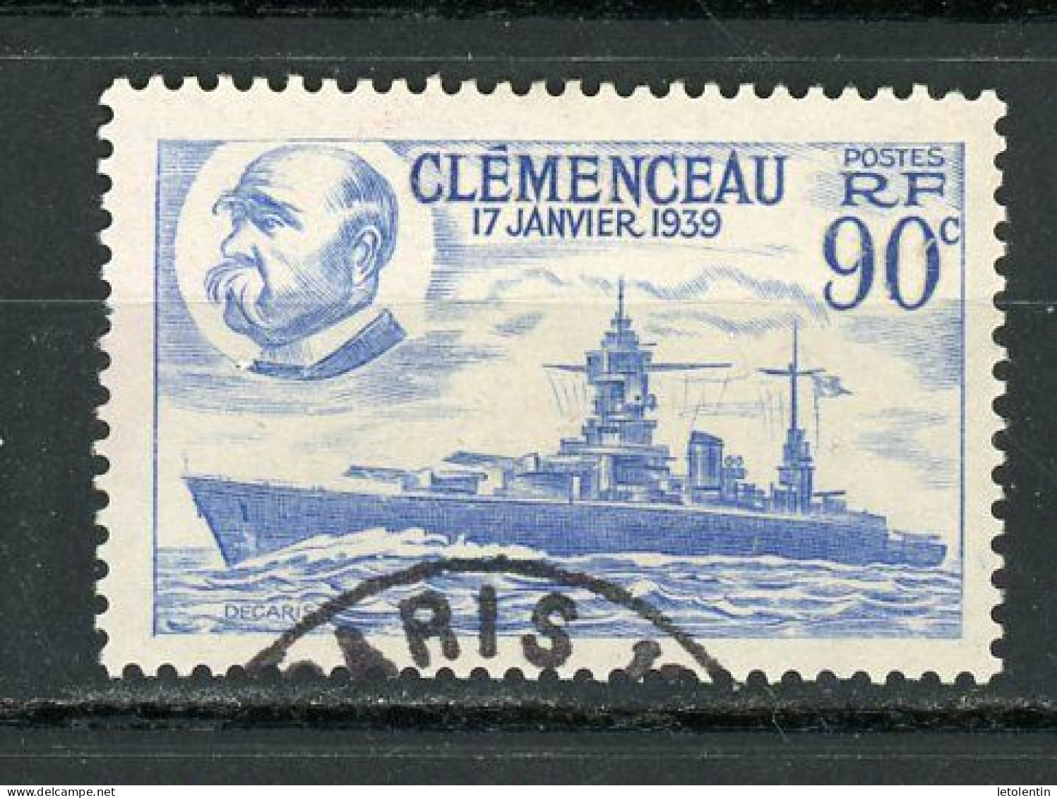 FRANCE - "LE CLEMENCEAU" - N° Yvert 425 Obli. DE 1939 - Used Stamps