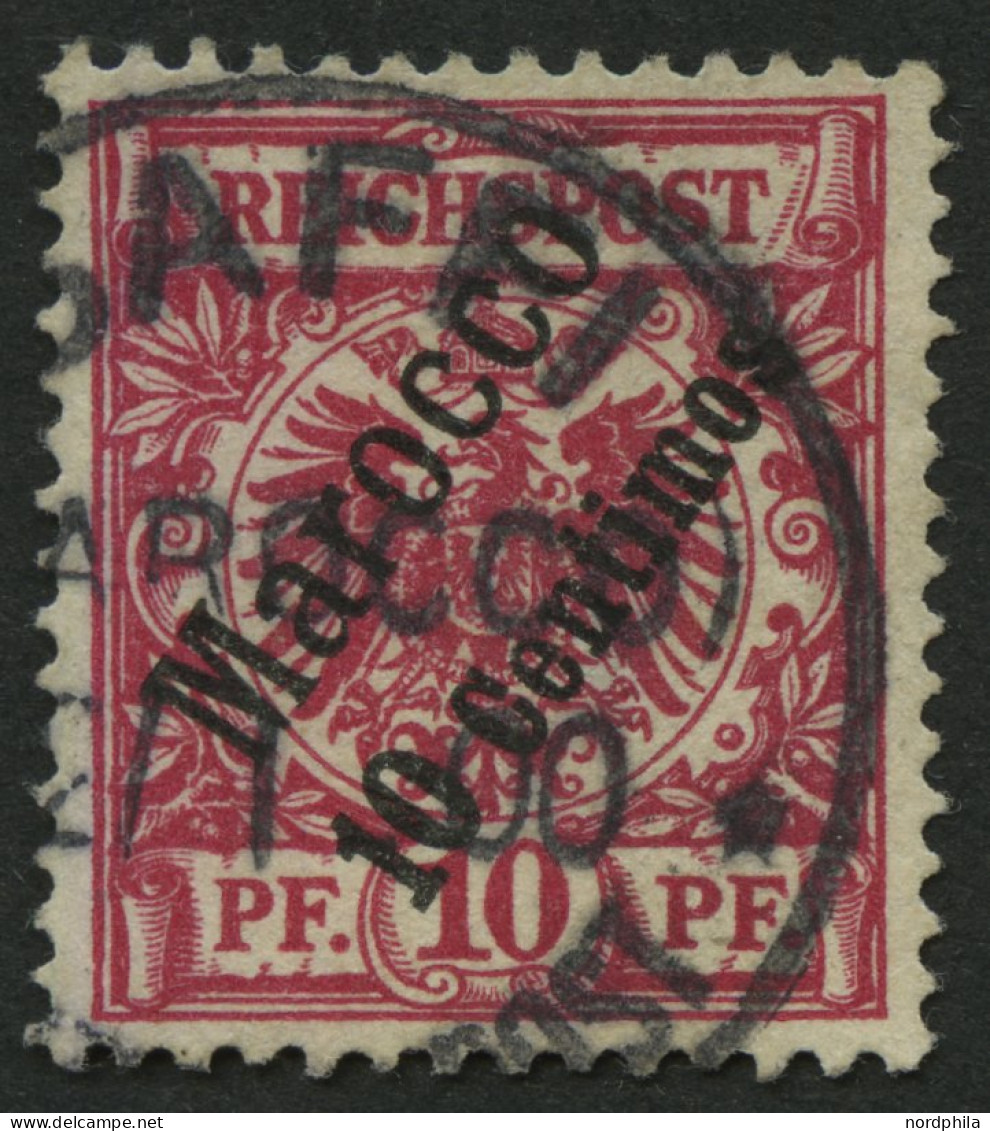 DP IN MAROKKO 3d O, 1899, 10 C. Auf 10 Pf. Lilarot, Kleine Helle Stelle Sonst Pracht, Gepr. Jäschke-L., Mi. 100.- - Marruecos (oficinas)