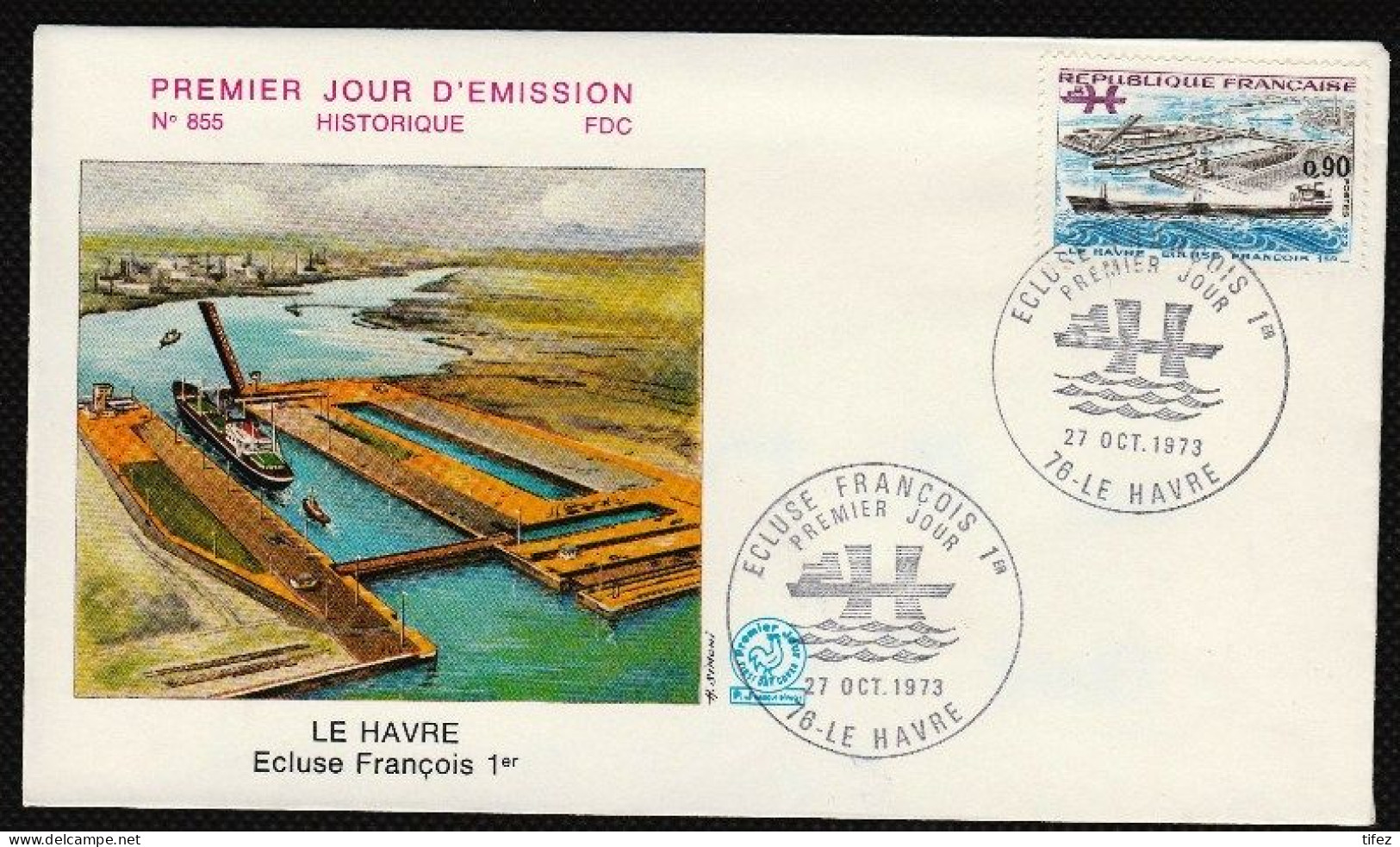 FDC/France/Année 1973 - N°1772 : Le HAVRE - Ecluse François 1er - 1970-1979