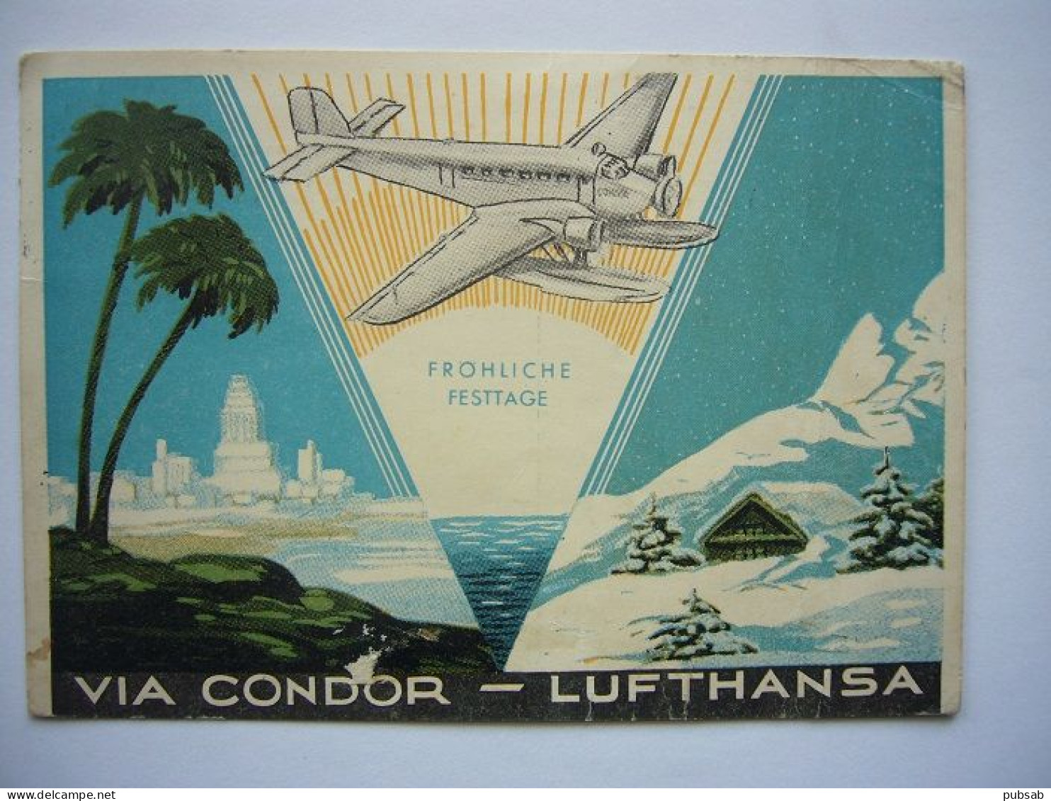 Avion / Airplane / LUFTHANSA / Junkers 52 / Airline Isue : Flight From Buenos Aires To Chemnitz / Via Condor - 1919-1938: Between Wars