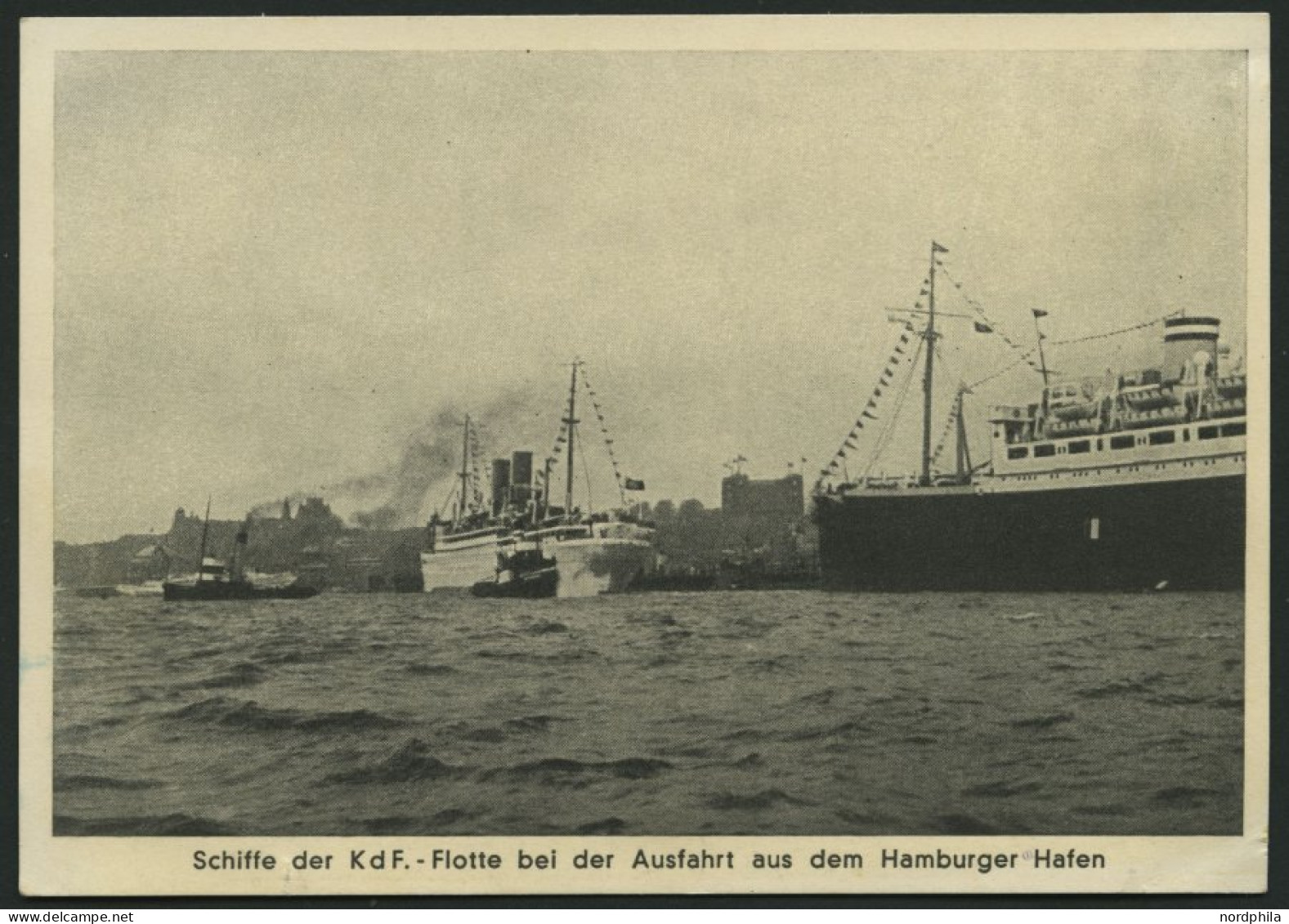 ALTE POSTKARTEN - SCHIFFE Schiffe Der K D F.-Flotte Bei Der Ausfahrt Aus Dem Hamburger Hafen, Karte Von 1937 - Autres & Non Classés