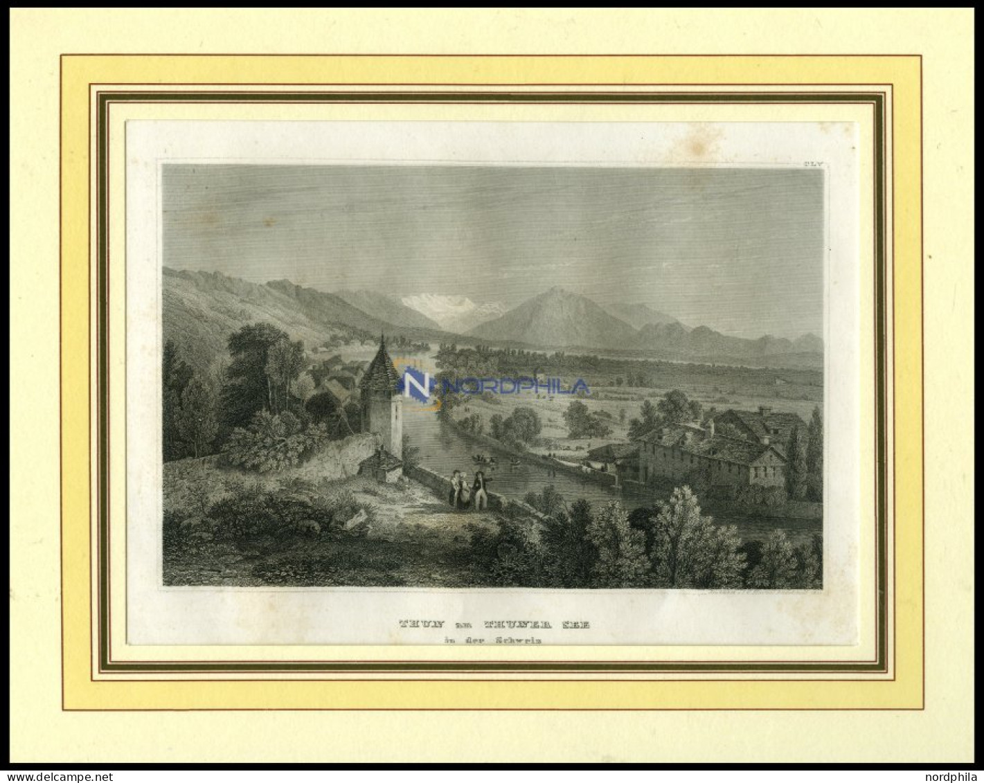 THUN, Gesamtansicht, Stahlstich Von B.I. Um 1840 - Lithographien