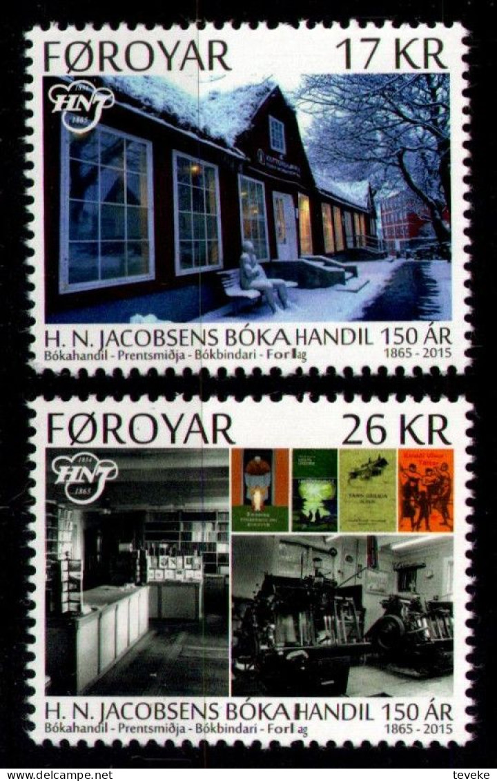 FAEROËR 2015 - MiNr. 842/843 - **/MNH - 150 Years Of H. N. Jacobsen's Bookstore - Faroe Islands