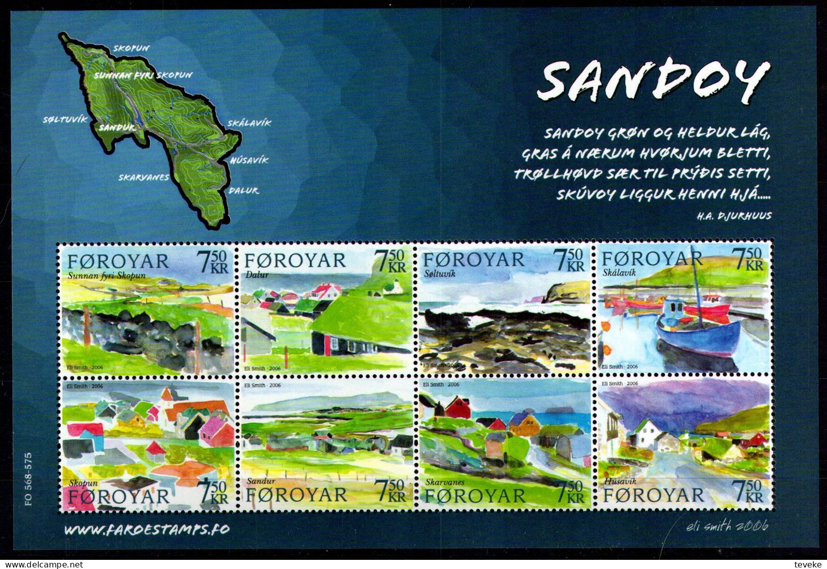 FAEROËR 2006 - MiNr. 576/583 KB - **/MNH - Tourism - Localities On The Island Of Sandoy - Faeroër