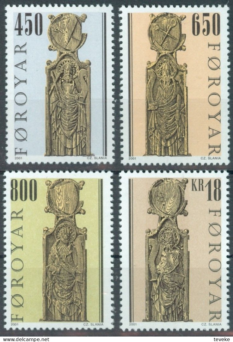 FAEROËR 2001 - MiNr. 387/390 - **/MNH - Church Pews In St. Olav's Church, Kirkjubøur - Faeroër