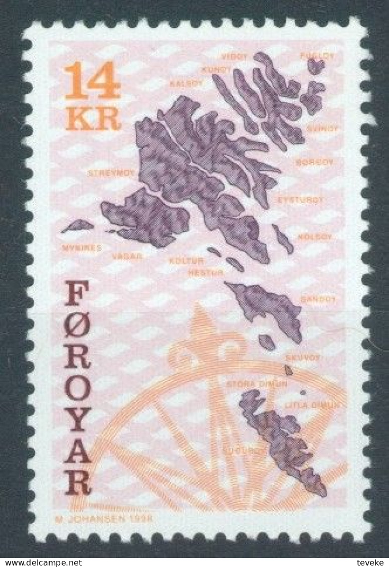 FAEROËR 1998 - MiNr. 347 - **/MNH - Geographical Map Of The Faroe Islands - Isole Faroer