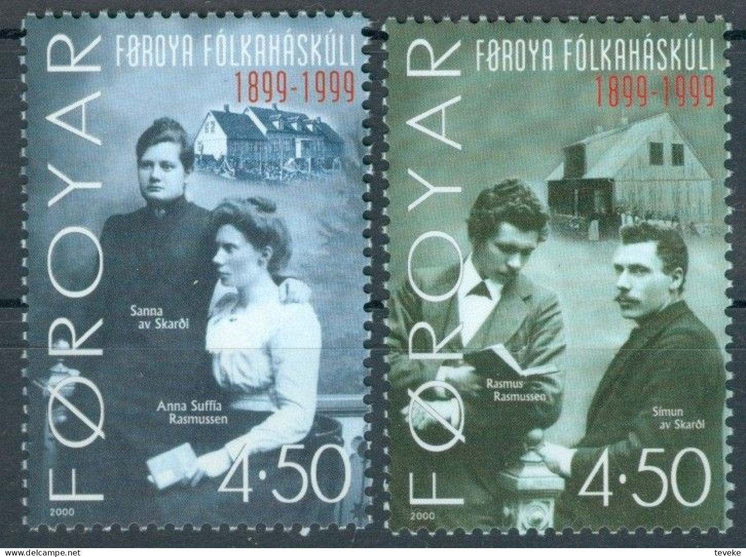 FAEROËR 2000 - MiNr. 372/373 - **/MNH - 100 Years Of The Faroese Adult Education Centre - Islas Faeroes