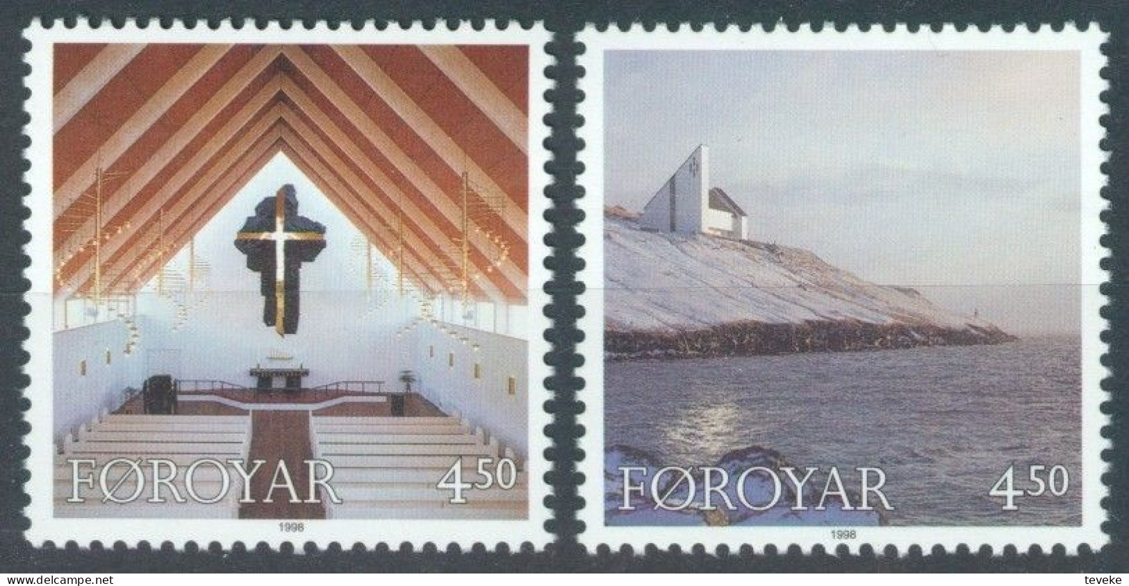 FAEROËR 1998 - MiNr. 345/346 - **/MNH - Frederik's Church In Nes - Islas Faeroes