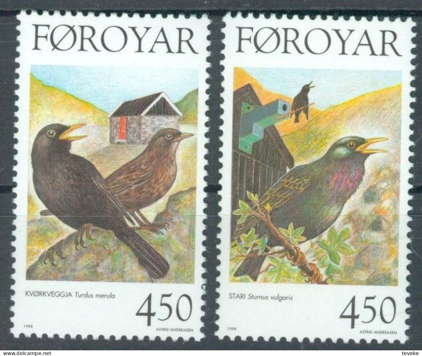 FAEROËR 1998 - MiNr. 332/333 - **/MNH - Fauna - Resident Birds - Isole Faroer