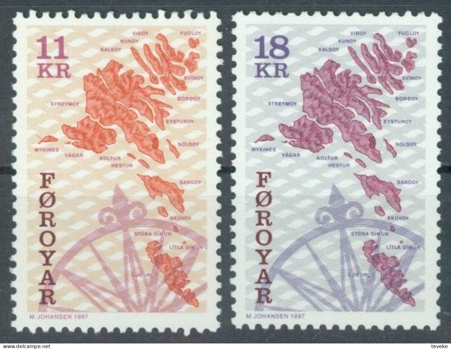 FAEROËR 1997 - MiNr. 320/321 - **/MNH - Geographical Map Of The Faroe Islands - Isole Faroer