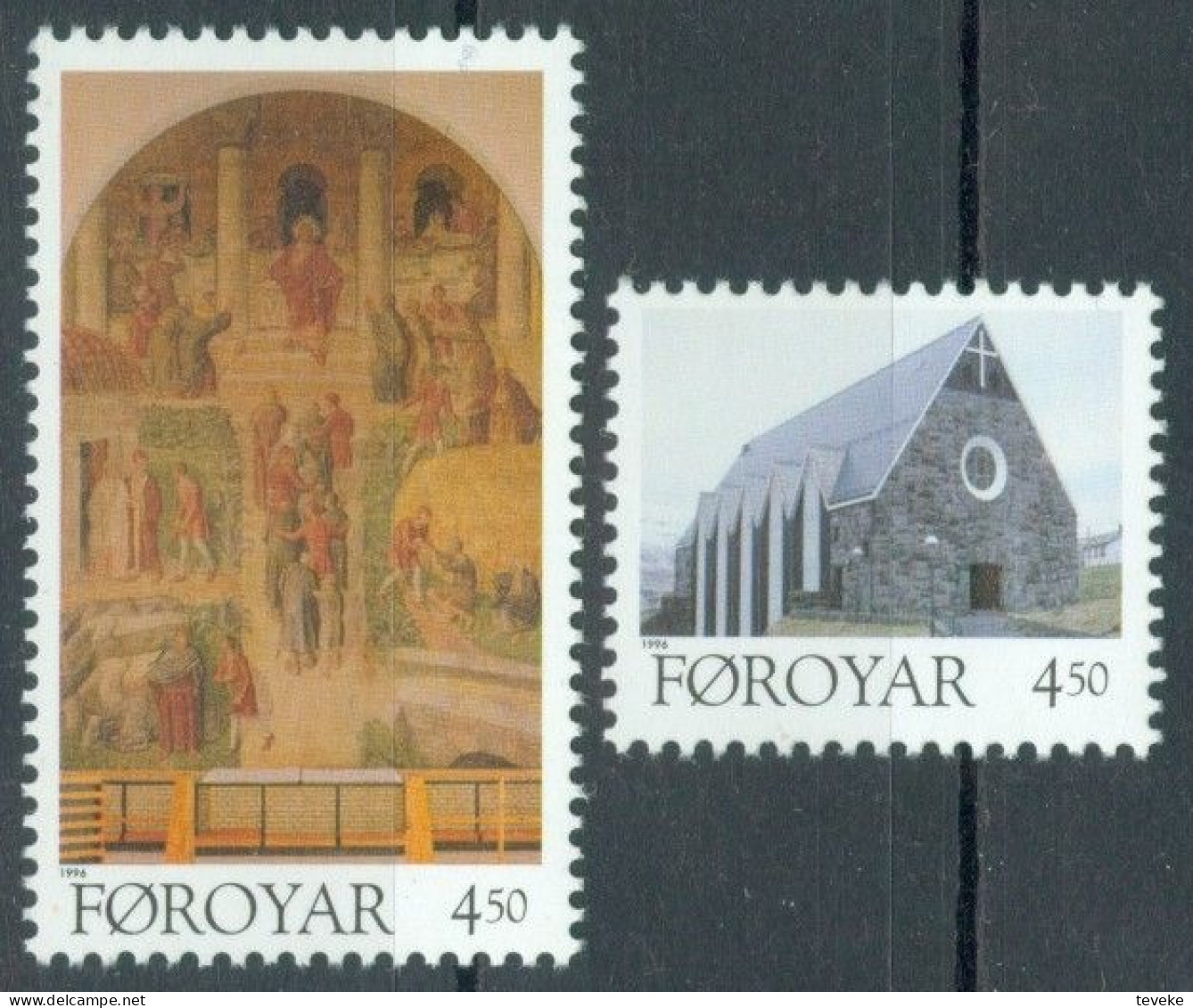 FAEROËR 1996 - MiNr. 308/309 - **/MNH - St. Christian's Church In Klaksvík - Islas Faeroes