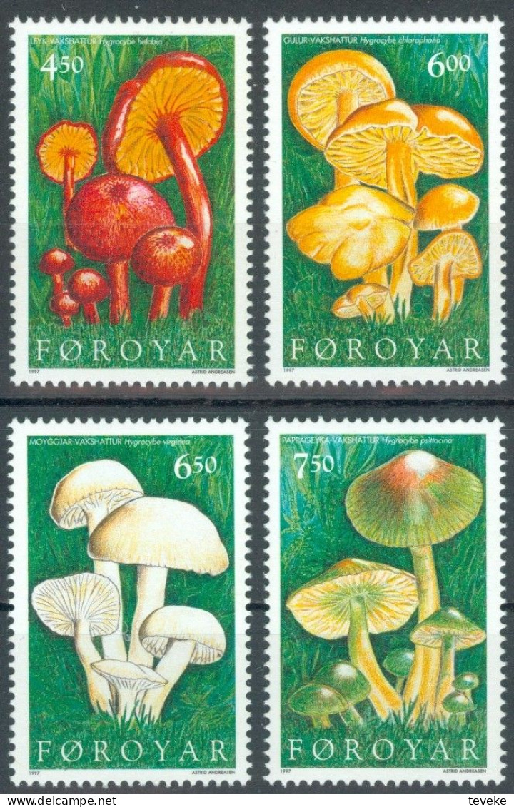 FAEROËR 1997 - MiNr. 311/314 - **/MNH - Flora - Endemic Mushrooms - Islas Faeroes
