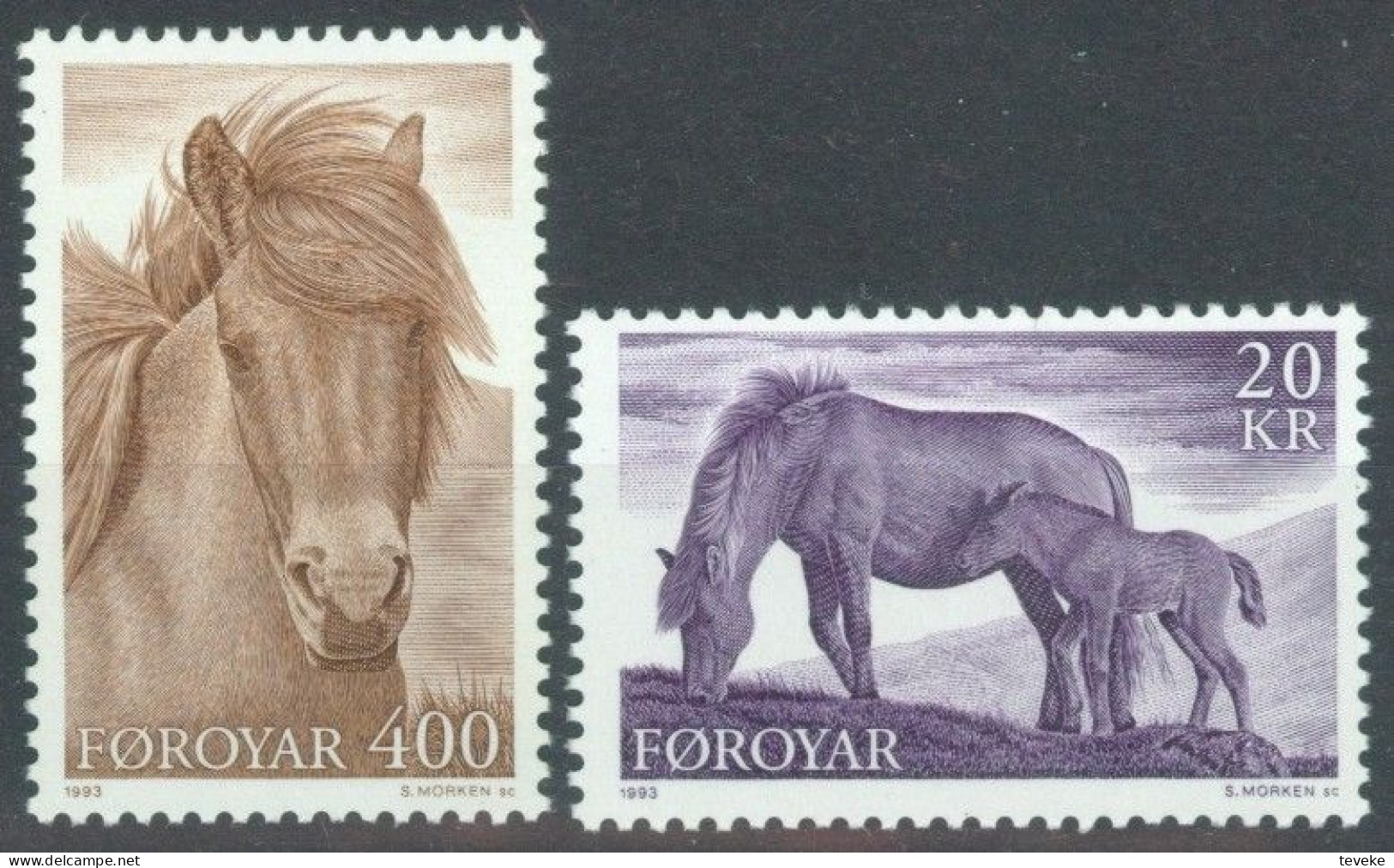 FAEROËR 1993 - MiNr. 250/251 - **/MNH - Fauna - Horses - Faroe Islands