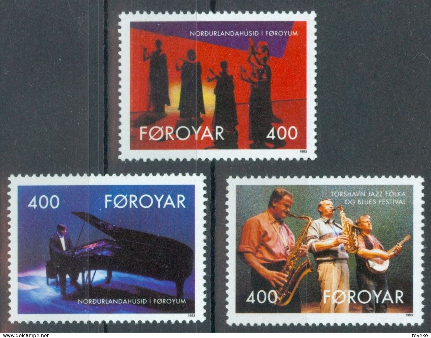 FAEROËR 1993 - MiNr. 243A/245A - **/MNH - Music/Culture - House Of The North, Tórshavn - Faeroër