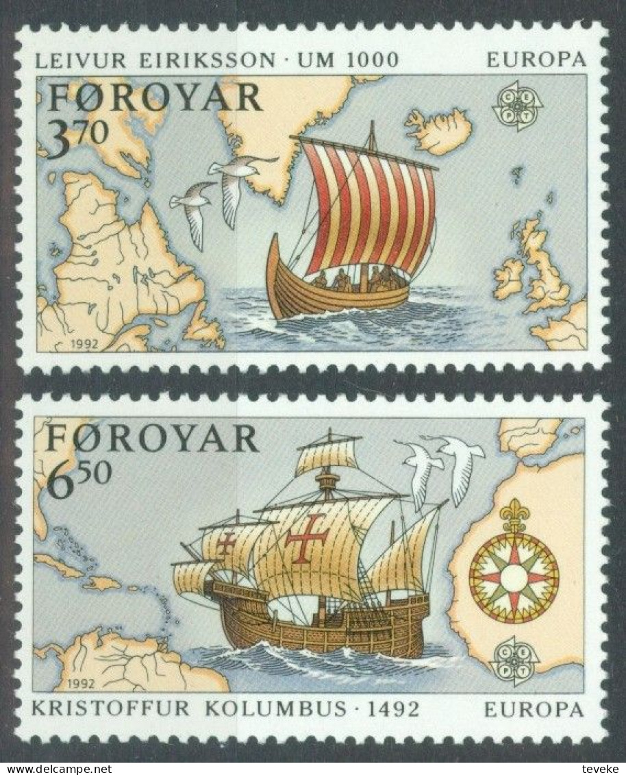 FAEROËR 1992 - MiNr. 231/232 - **/MNH - Europa/CEPT - Discovery Of America - Eriksson/Columbus - Färöer Inseln