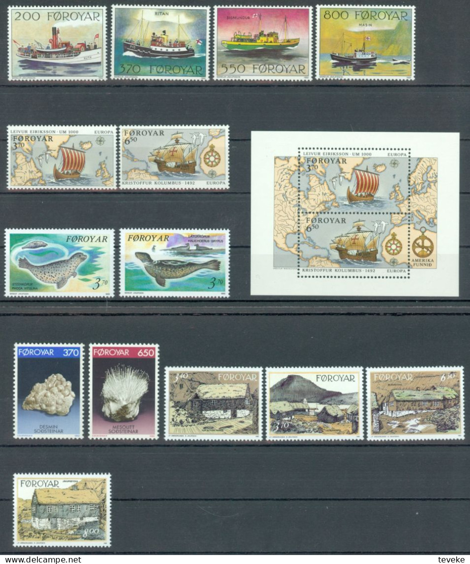 FAEROËR 1992 - MiNr. 227/232 + 235/242 BL 5 - **/MNH - YEARSET - Féroé (Iles)