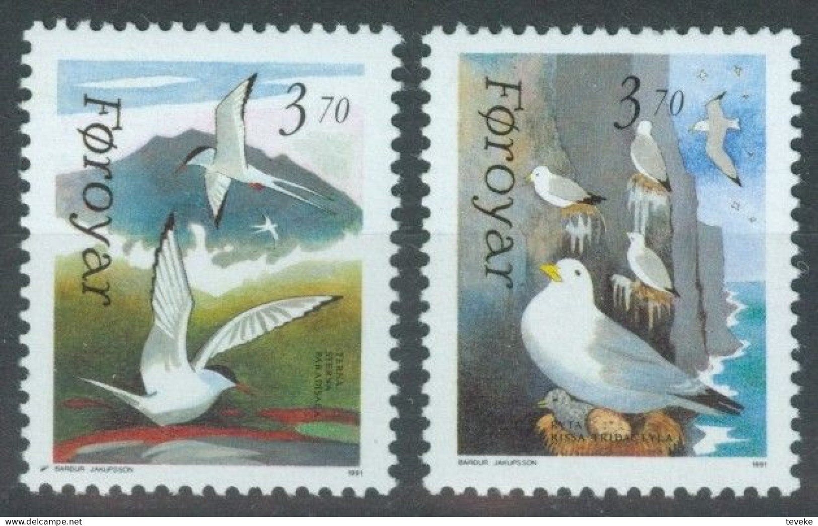 FAEROËR 1991 - MiNr. 221/222 - **/MNH - Fauna - Seabirds - Isole Faroer