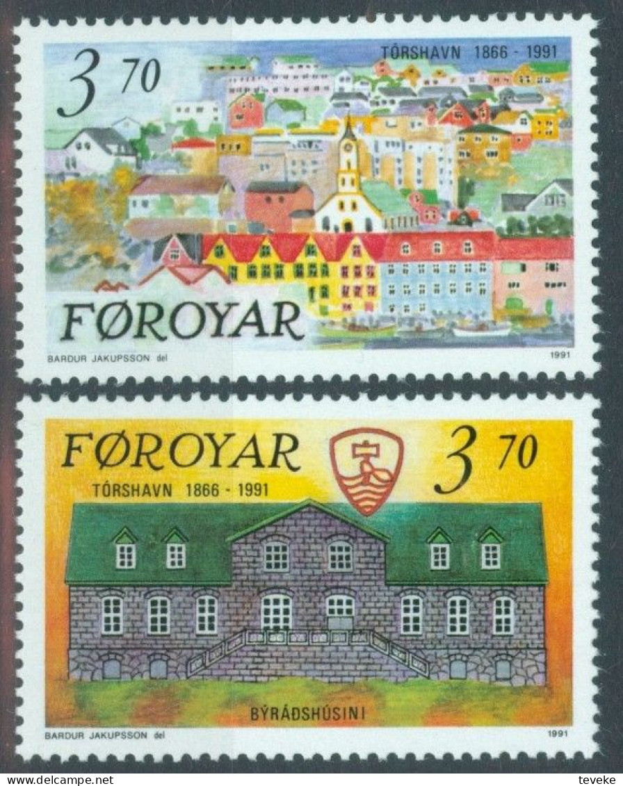 FAEROËR 1991 - MiNr. 217/218 - **/MNH - Tourism - 125th Anniv. Of Tórshavn - Islas Faeroes