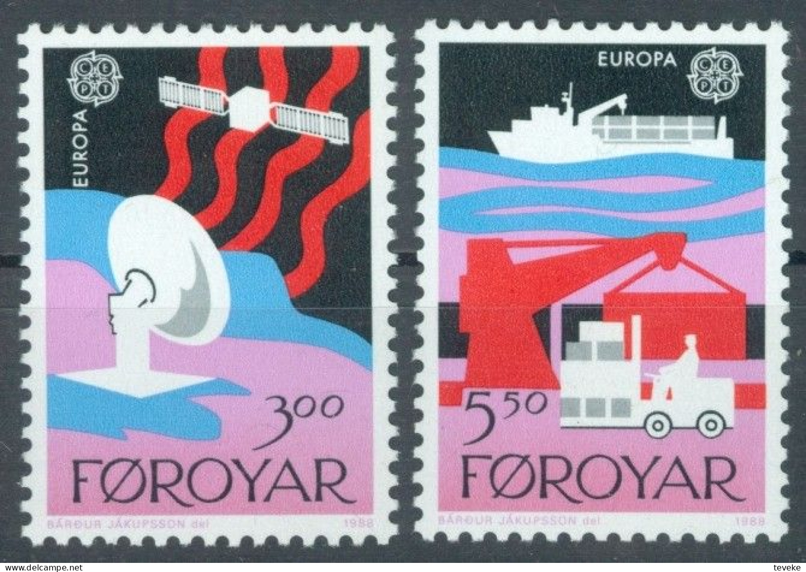 FAEROËR 1988 - MiNr. 166/167 - **/MNH - Europa/CEPT - Transport And Communication - Faroe Islands