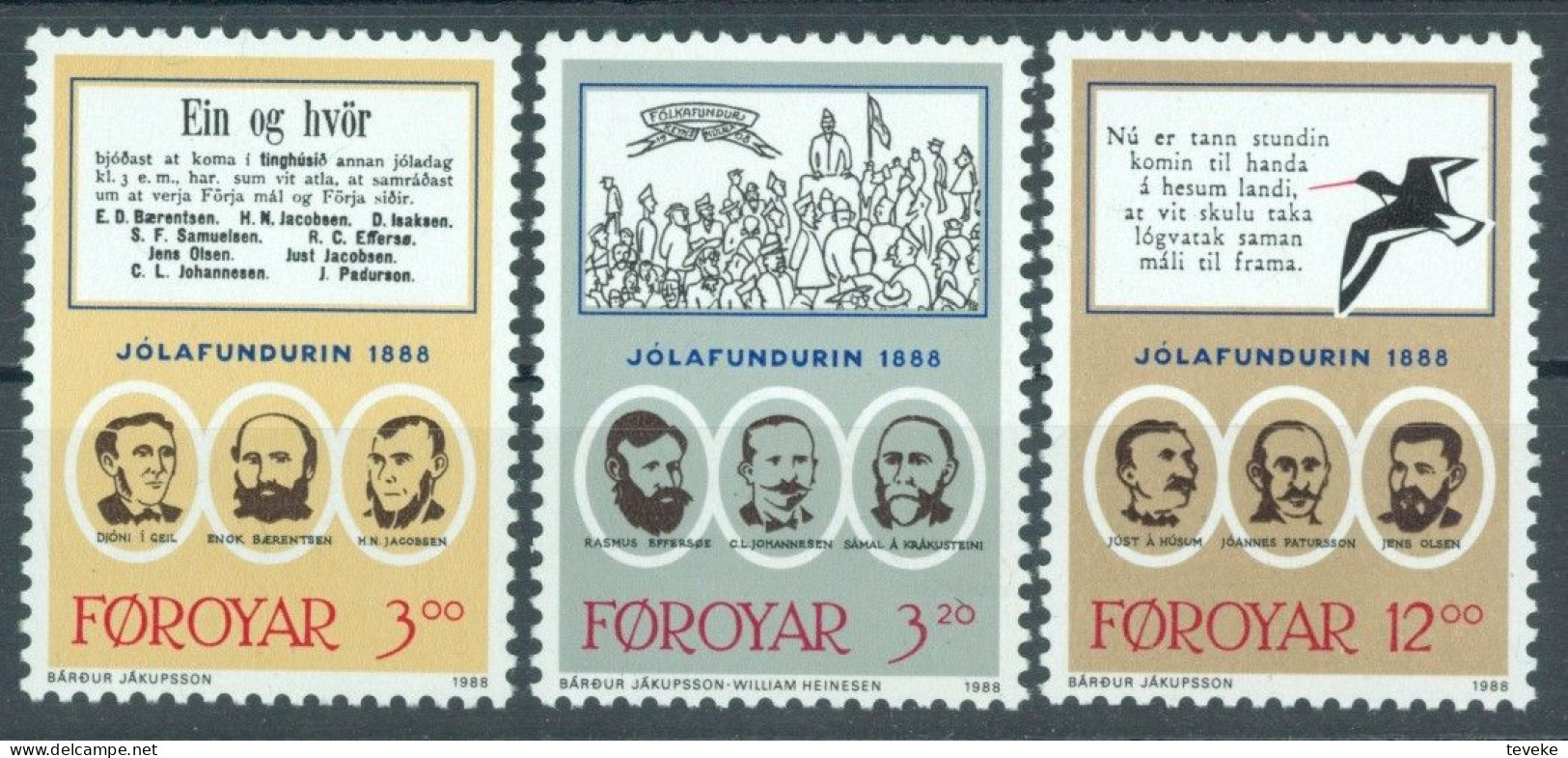 FAEROËR 1988 - MiNr. 172/174 - **/MNH - 100th Anniversary Of The Christmas Meeting - Isole Faroer