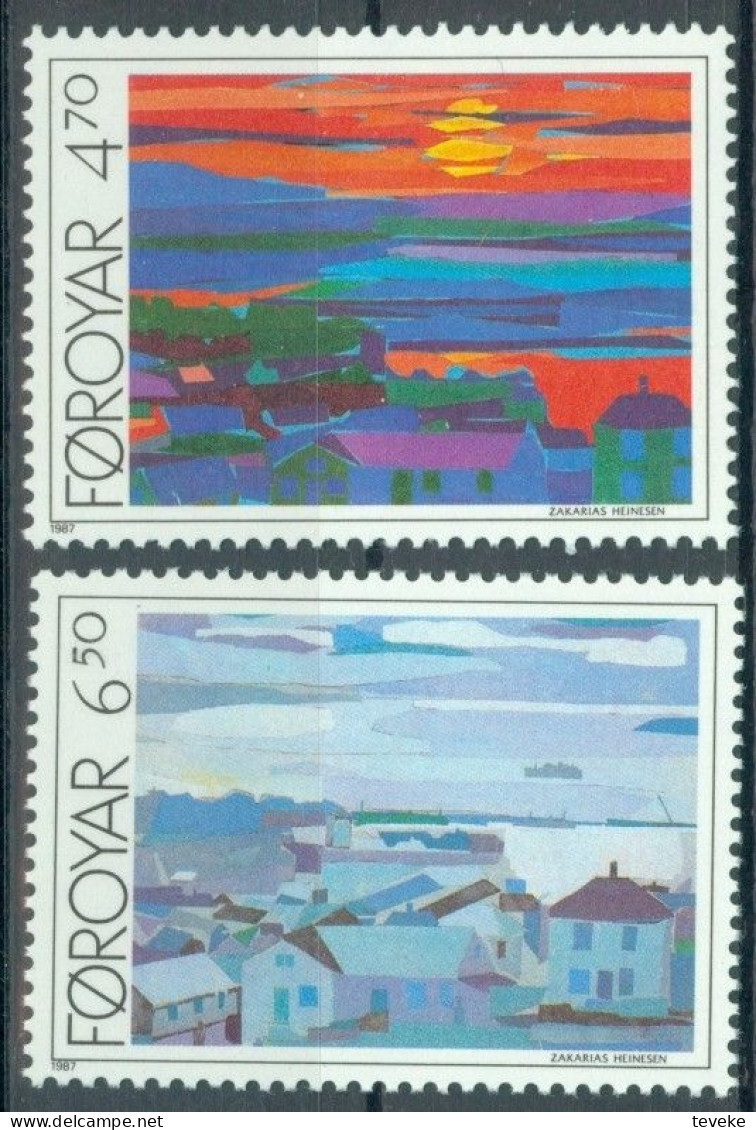 FAEROËR 1987 - MiNr. 160/161 - **/MNH - Art - Paintings - Views Of Tórshavn - Faroe Islands