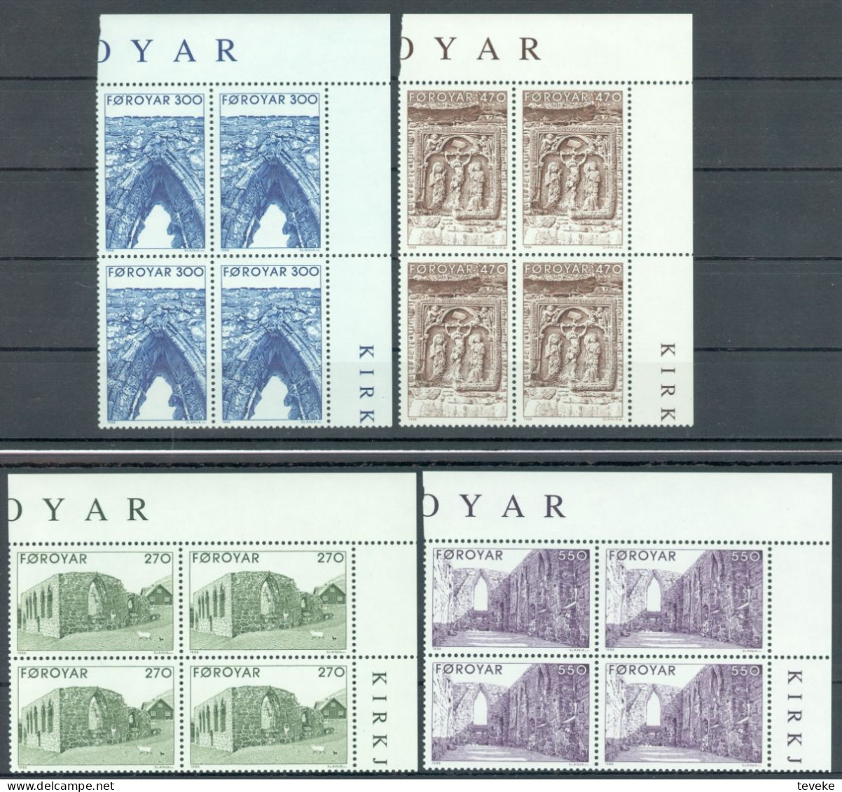 FAEROËR 1988 - MiNr. 175/178 BL4 - **/MNH - Tourism - Ruins Unfinished Cathedral, Kirkjubøur - Féroé (Iles)