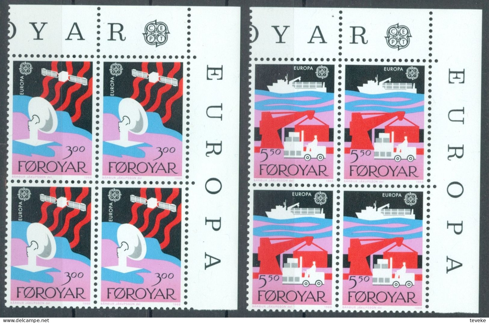 FAEROËR 1988 - MiNr. 166/167 BL4 - **/MNH - Europa/CEPT - Transport And Communication - Féroé (Iles)