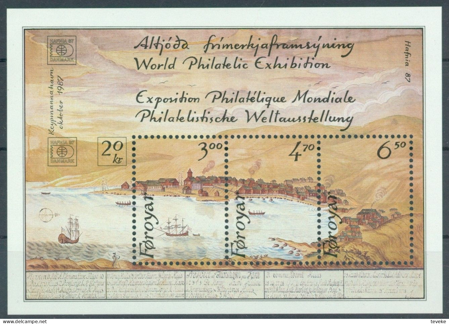 FAEROËR 1986 - MiNr. BL 2 - **/MNH - Stamp Exhibition HAFNIA '87, Copenhagen - Färöer Inseln