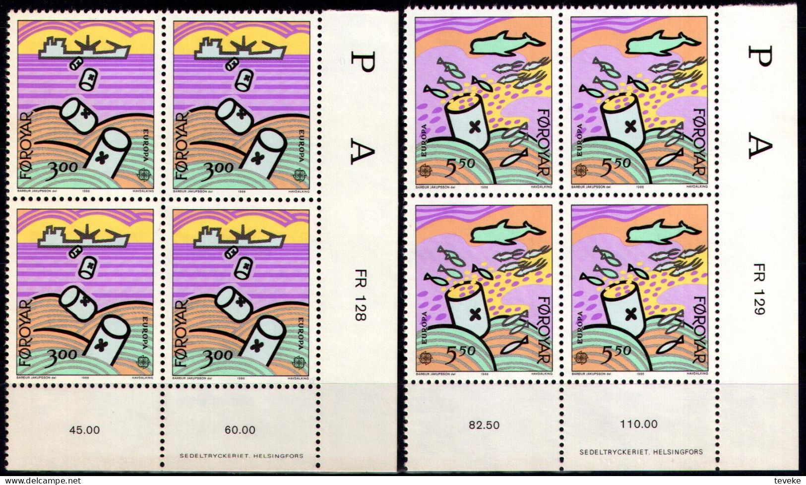 FAEROËR 1986 - MiNr. 134/135 BL4 - **/MNH - Europa/CEPT - Environmental Protection - Färöer Inseln