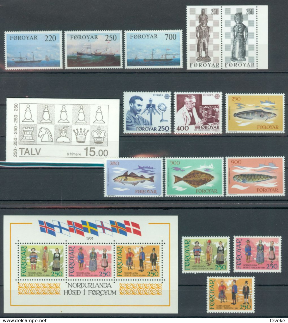 FAEROËR 1983 - MiNr. 79/92 + MH 1 + BL 1 - **/MNH - YEARSET - Faroe Islands