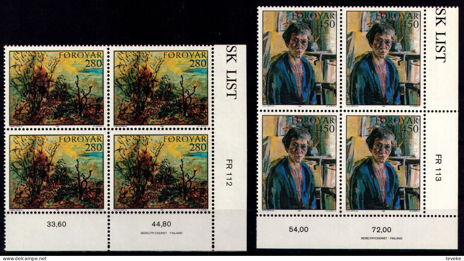 FAEROËR 1985 - MiNr. 118/119 BL4 - **/MNH - Art - Paintings - Faeroër