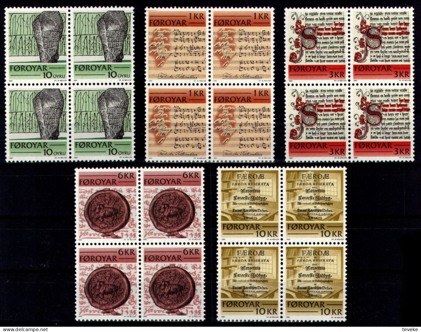 FAEROËR 1981 - MiNr. 65/69 BL4 - **/MNH - Historical Writings - Färöer Inseln